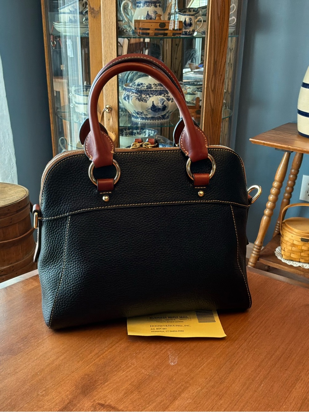 Dooney & Bourke Black and Brown Pebble Cameron Satchel - Picture 2 of 16